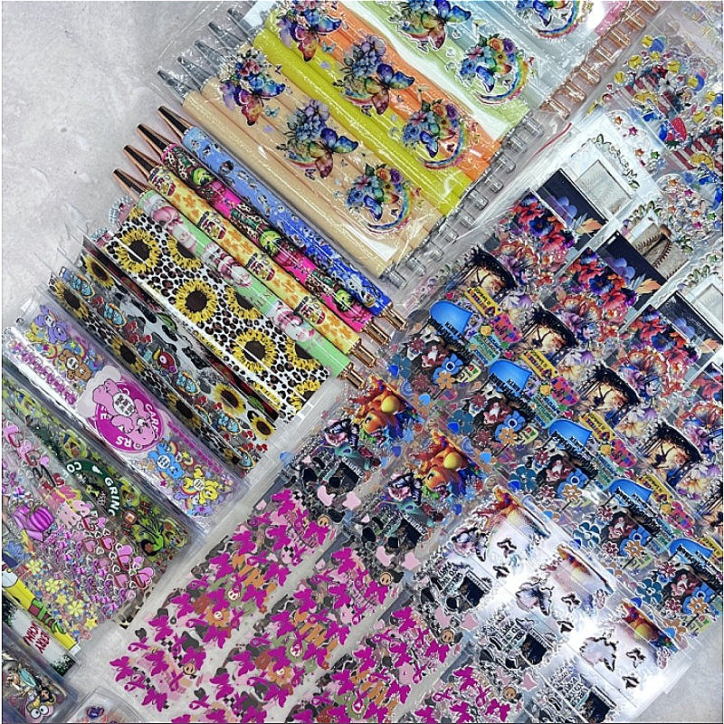 Wholesale Random 10/50pcs UV DTF Wraps  & Cartoon Festival Random Styles Pen Stickers for Crafts